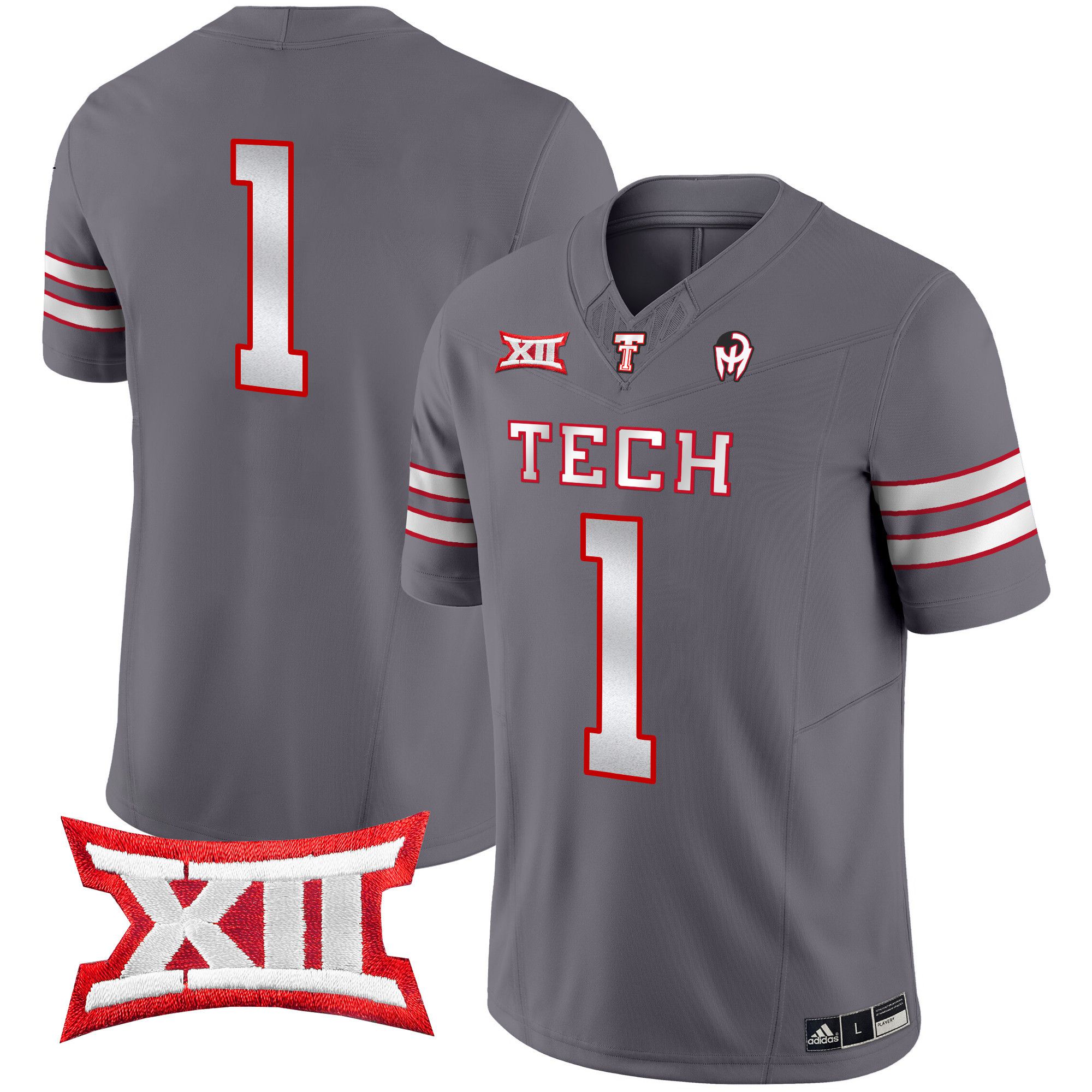 Men Texas Tech Red Raiders #1 No Name Grey 2024 Patrick Mahomes Symbol Vapor Limited NCAA Jersey